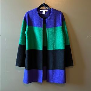 Colorblock Coat in Green, Purple, and Black